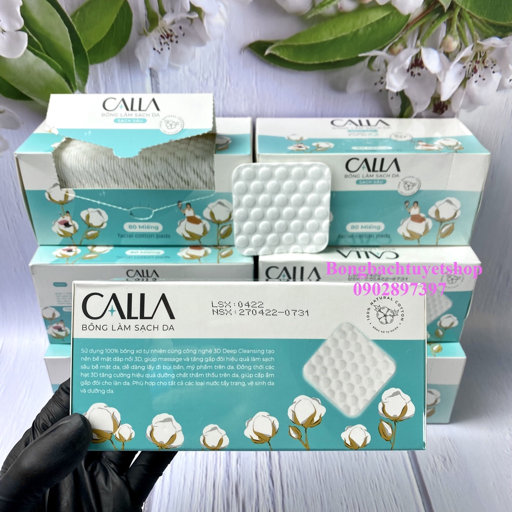 Bông tẩy trang CALLA gói 80 miếng - Bông tẩy trang Merilynn Bông bạch Tuyết