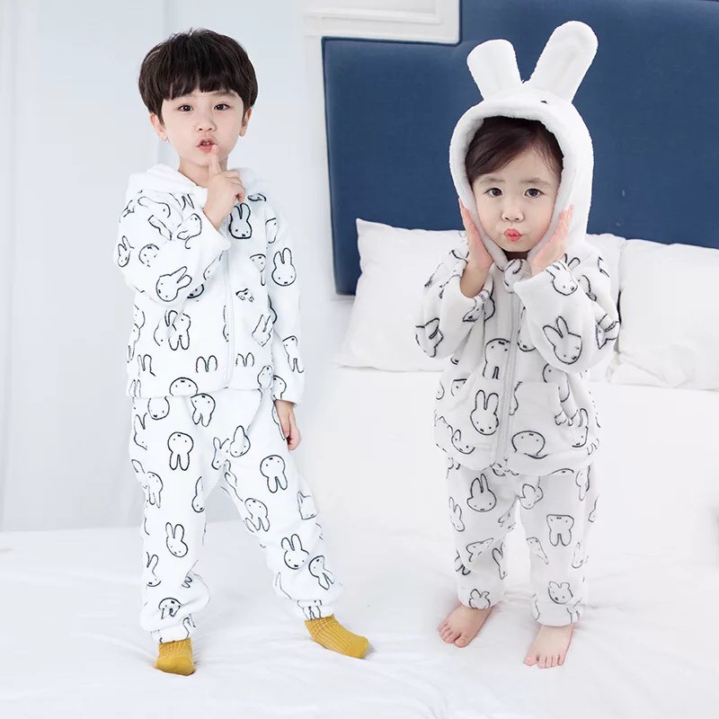 BỘ THỎ TRẮNG LÓT LÔNG (HÀNG QUẢNG CHÂU) BÉ TRAI GÁI SIZE 80-130CM