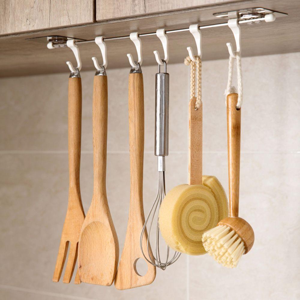 Giá Đỡ 6 Móc Treo Đồ Dùng Nhà Bếp / Phòng Tắm Gắn Tường
