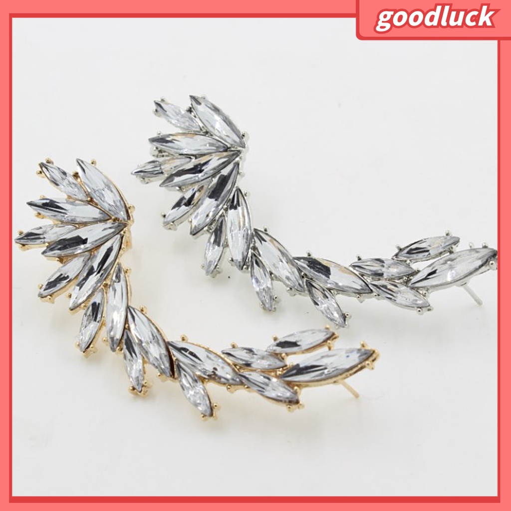 Goodluck| Bông Tai Đeo Vành Tai Hình Chiếc Lá Đính Đá Kiểu Boho Dài 1 Cái