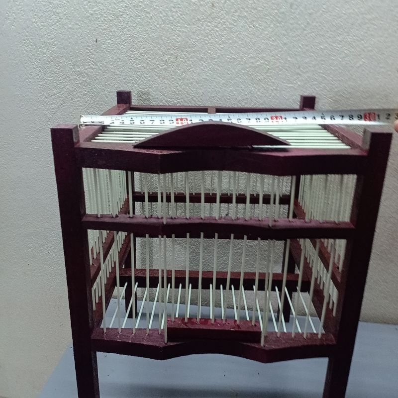 Lồng tắm khuyên có khay - khung gỗ nan cáp 25x33x33cm