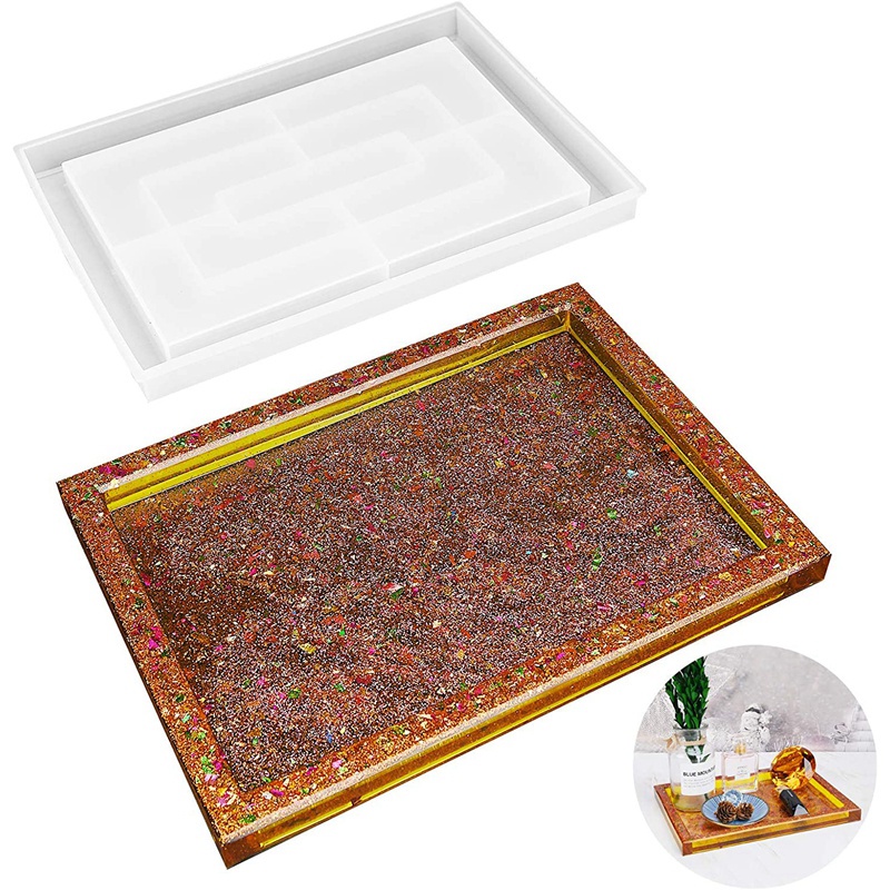 Khuôn silicone hình chữ nhật cỡ lớn dùng để làm khay resin epoxy