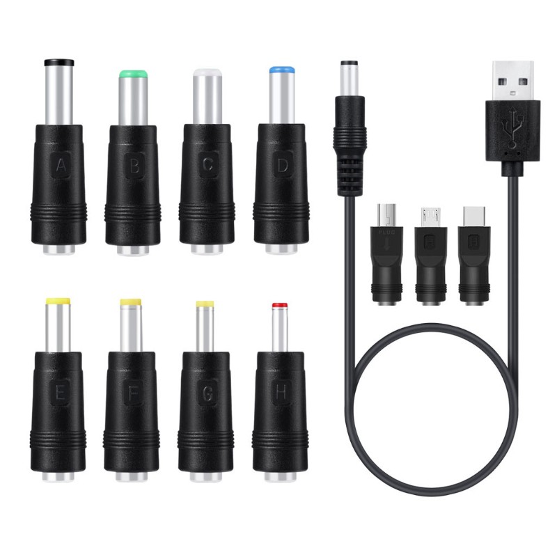 Dây Cáp Sạc 11 Trong 1 Chuyển Đổi Usb Sang Dc 5.5x2.1mm Cho Loa, Điện Thoại