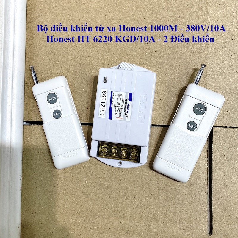 Bộ Công tắc điều khiển từ xa Honest 380V/HT-6220KGD 1km công suất lớn 40A cho thiết bị điện, máy bơm có học lệnh