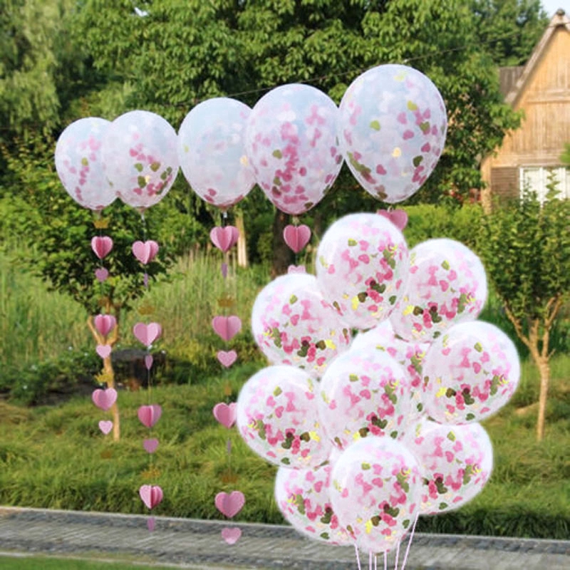 Set 10 quả bóng bay hình trái tim màu hồng và vàng 12inch dùng cho tiệc cưới tiệc sinh nhật