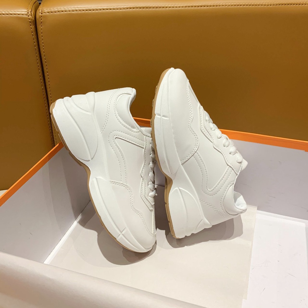 [FULL BOX] Giày Sneaker, Giày Thể Thao Nữ Độn Đế Da Trơn Cá Tính, Trex  M63