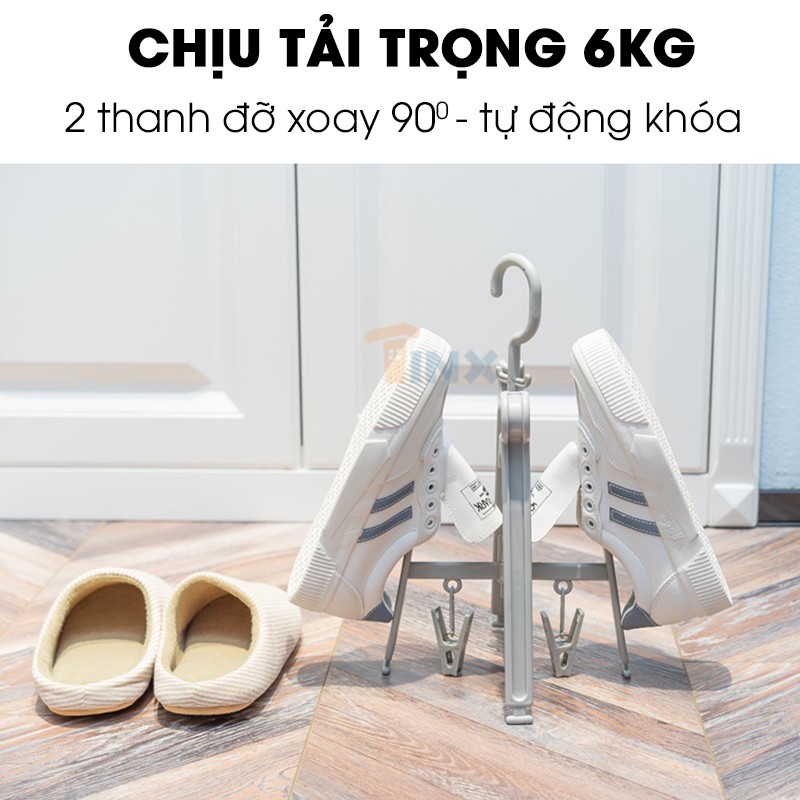 Móc treo phơi giày dép tất bằng nhựa PP dày cao cấp - Giá phơi quần áo cà vạt xoay 360 độ