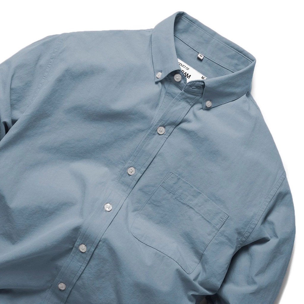 Áo sơ mi tay dài PANBAM 100% Cotton dày dặn, form regular fit màu xanh dương - FULL TAG MẠC CỦA SHOP | BigBuy360 - bigbuy360.vn