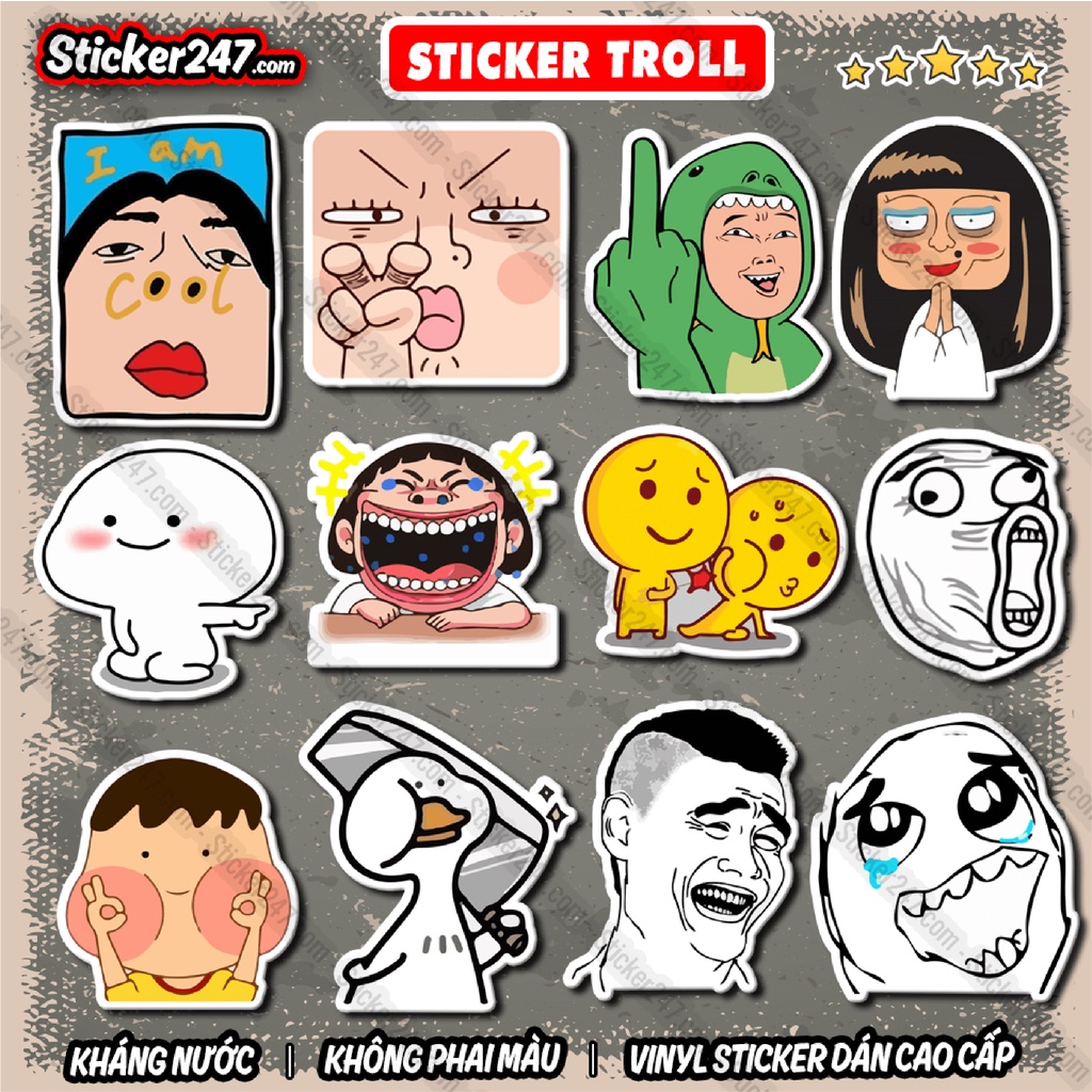 Sticker Meme Chống Nước 𝑭𝒓𝒆𝒆𝒔𝒉𝒊𝒑 Sticker Cheems Dán Mũ Bảo Hiểm, Vali, Đàn, Laptop - Hình Troll Hot Trend, Cắt Sẵn