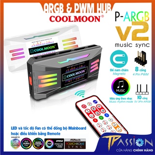 Mua Hub controller CoolMoon P-ARGB v2 Music nháy theo nhạc  8 cổng 4 pin PWM + 10 cổng Led 3 pin 5V-ARGB  đồng bộ Led Main