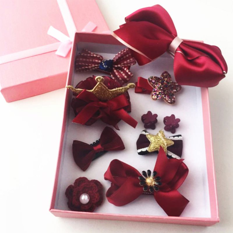 Set 10 Kẹp Tóc Ruy Băng Dễ Thương Cho Bé Gái