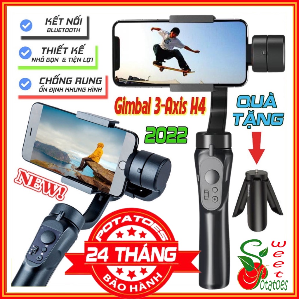 Bản Nâng CấpTay cầm chống rung điện thoại H4 3 AXIS hỗ trợ quay theo gương mặt, chống rung chính hãng giá rẻ