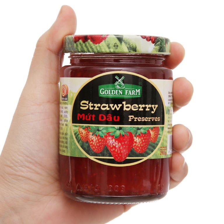 Mứt Dâu Strawberry Preserves GOLDEN FARM 210G - ăn kèm kem, sinh tố, bánh mì, sandwich, trà nóng