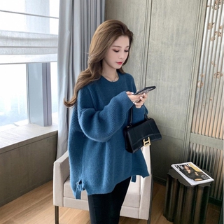 Áo Len Tay Dài Dáng Rộng Xẻ Tà Trẻ Trung Hợp Thời Trang