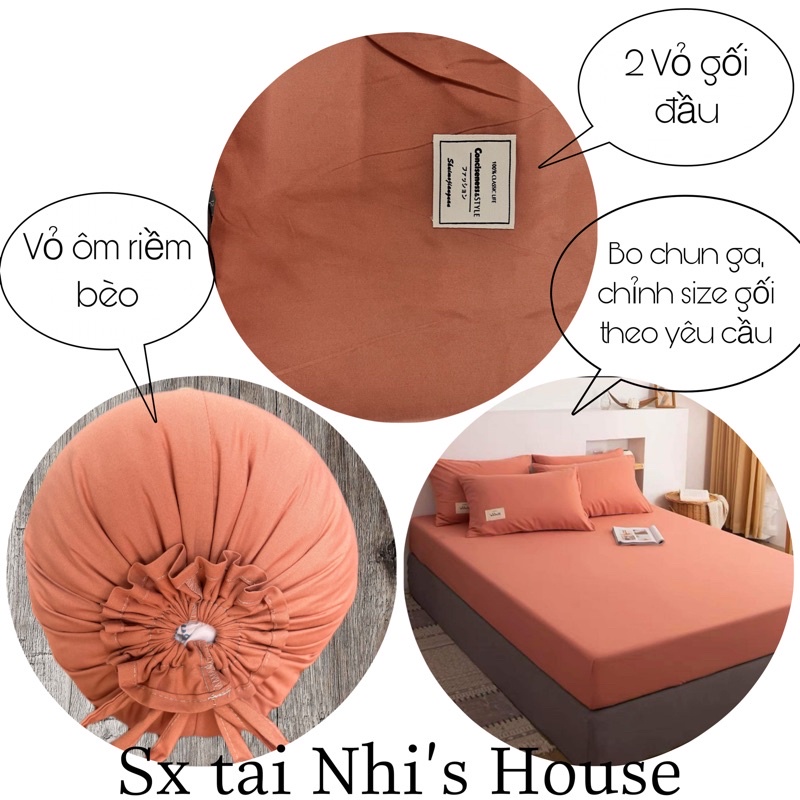 Set ga gối và vỏ ôm cotton tici vải đẹp không xù lông