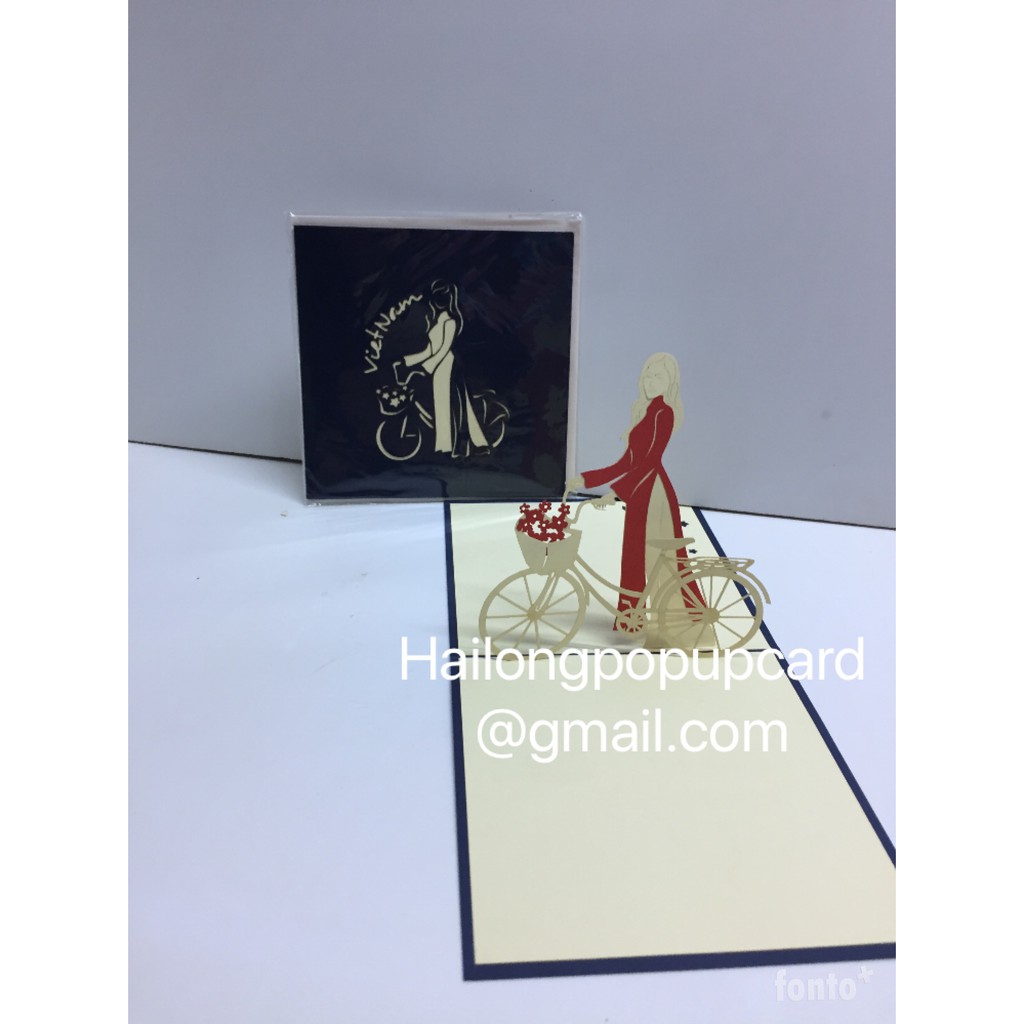 Cô Gái dắt xe  (2) - Girl - Thiệp 3D ( VN ) | BigBuy360 - bigbuy360.vn