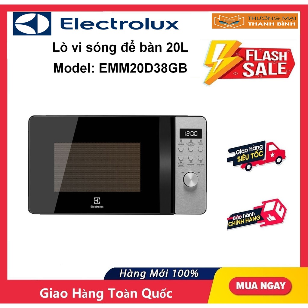 [Mã ELHADEV giảm 4% đơn 300K] Lò vi sóng để bàn 20 lít ELectrolux EMM20D38GB