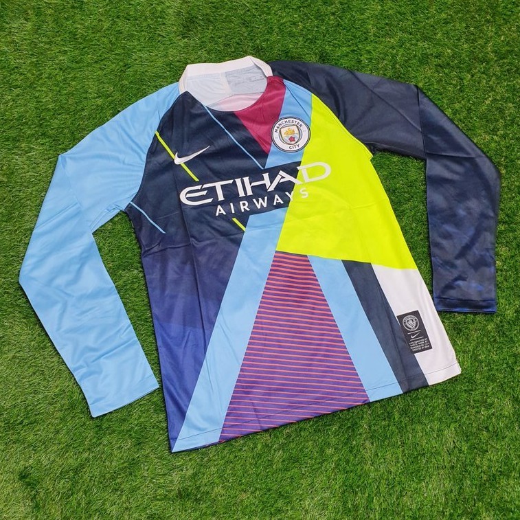 Áo Bóng Đá Dài Tay Đội Tuyển Manchester City Mashup 2019 / 2020