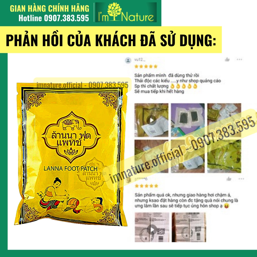 10 Miếng Dán Thải Độc Chân Thái Lan Lanna Foot Patch - Thải Độc Lòng Bàn Chân Giảm Nhức Mỏi Ngủ Ngon