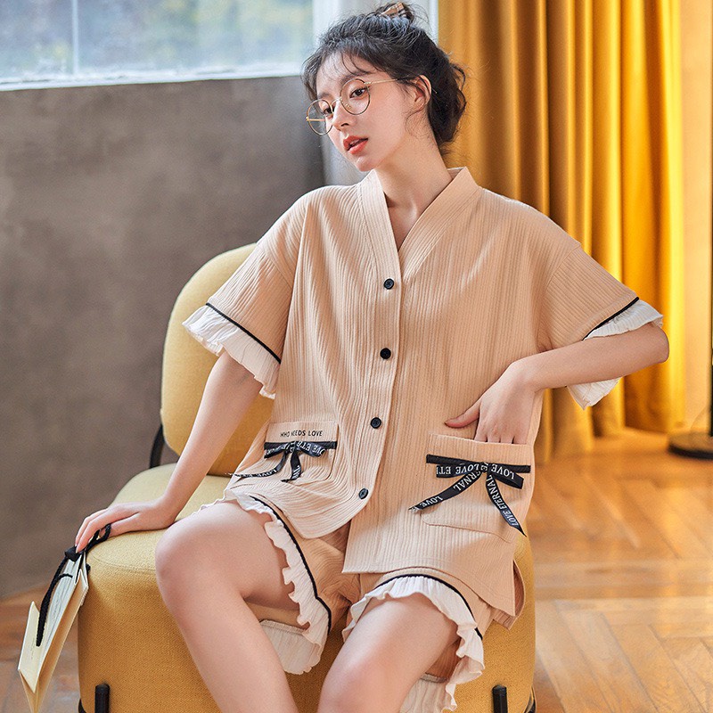 Bộ Cotton Tay Ngắn Quần Cộc Cổ Chữ V Nhiều Mẫu Xinh Xắn Dễ Thương