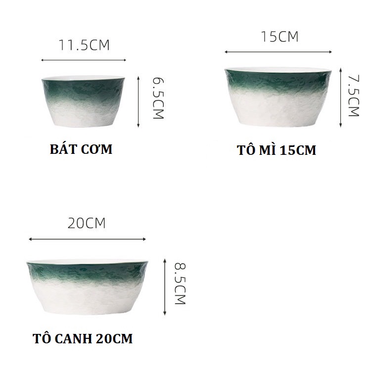 (HOT) Bát cơm, tô canh sứ vân đá cao cấp phong cách Bắc Âu - Sứ k chì