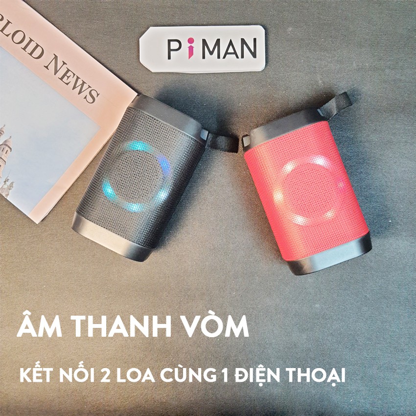 Loa bluetooth không dây mini bass sâu nghe nhạc hay âm thanh chất lượng hỗ trợ cắm thẻ nhớ và usb P115 Piman