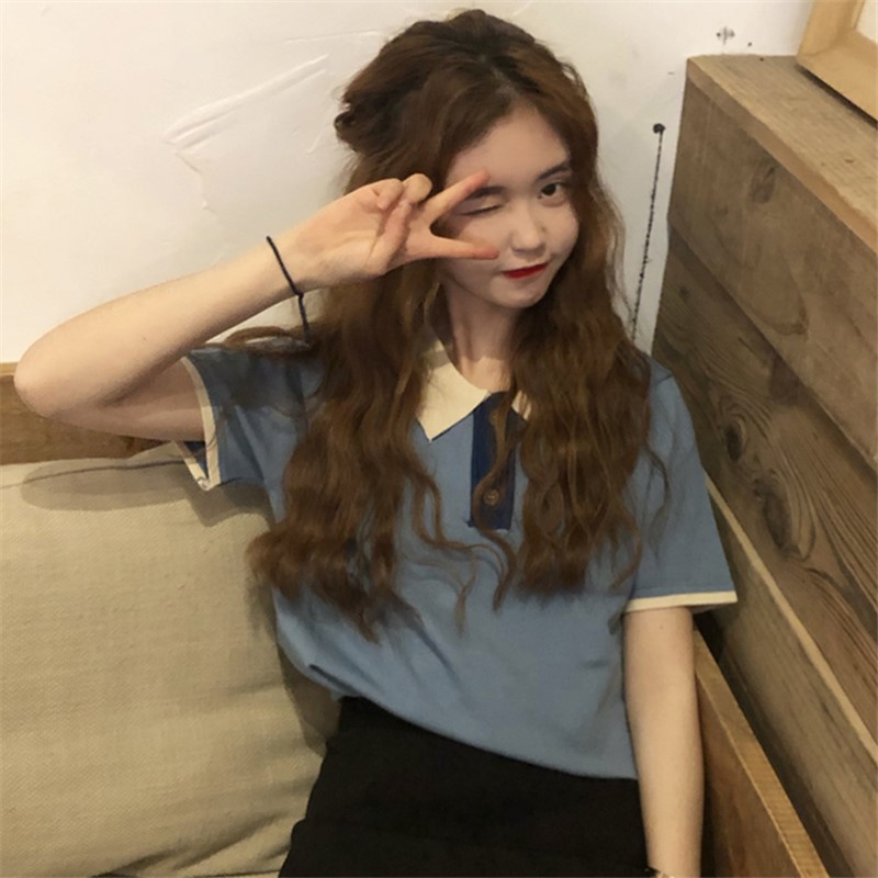 Áo thun polo ZHELIHANGFEI tay ngắn dáng rộng phong cách thời trang cá tính