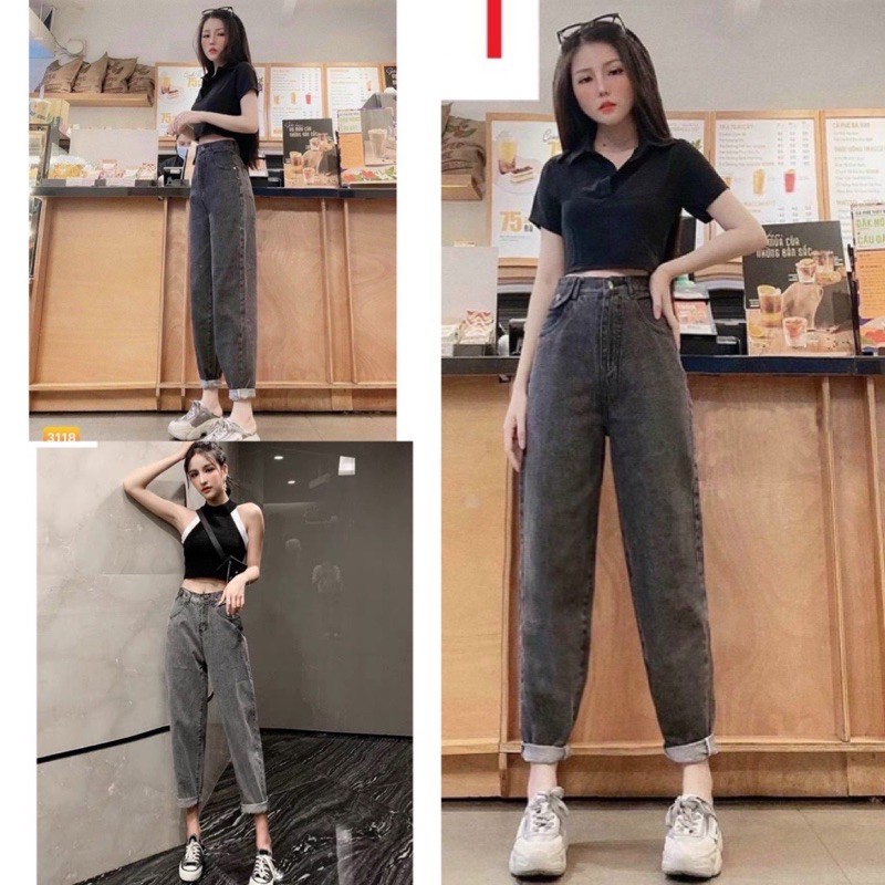 Quần jean nữ lưng cao❤️ quần baggy bò xám khói❤️ chất bò dày dặn