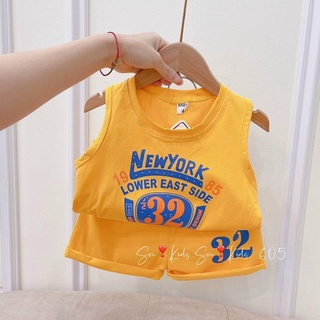 Bộ thun cotton tàu cọc tay newyork bé trai bé gái size 7-20kg