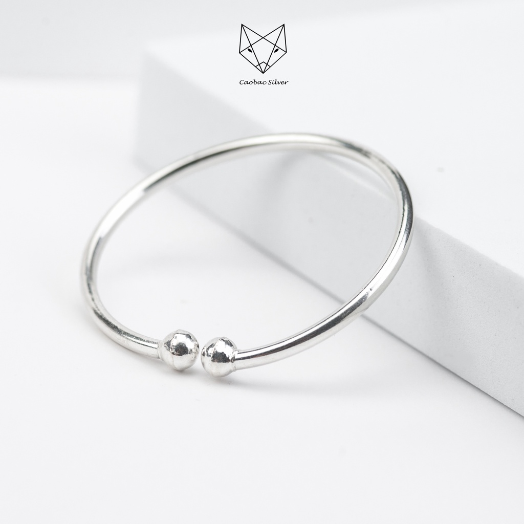 Kềng Bạc Ta Cao Cấp CaoBac Silver Trơn Basic Đơn Giản Dễ Thương Cho Nữ