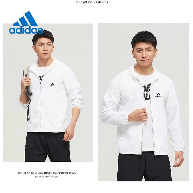 Adidas Áo Khoác Chống Tia UV Chống Thấm Nước Có Mũ Trùm Size Lớn Màu Phản Quang Thời Trang Cho Nam Và Nữ