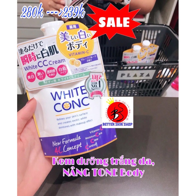 Kem dưỡng trắng da nâng tone body White Conc Cream