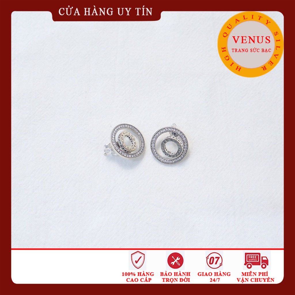 [Hàng cao cấp] Bông tai bạc 925 tròn 2 vòng- Trang sức bạc Venus