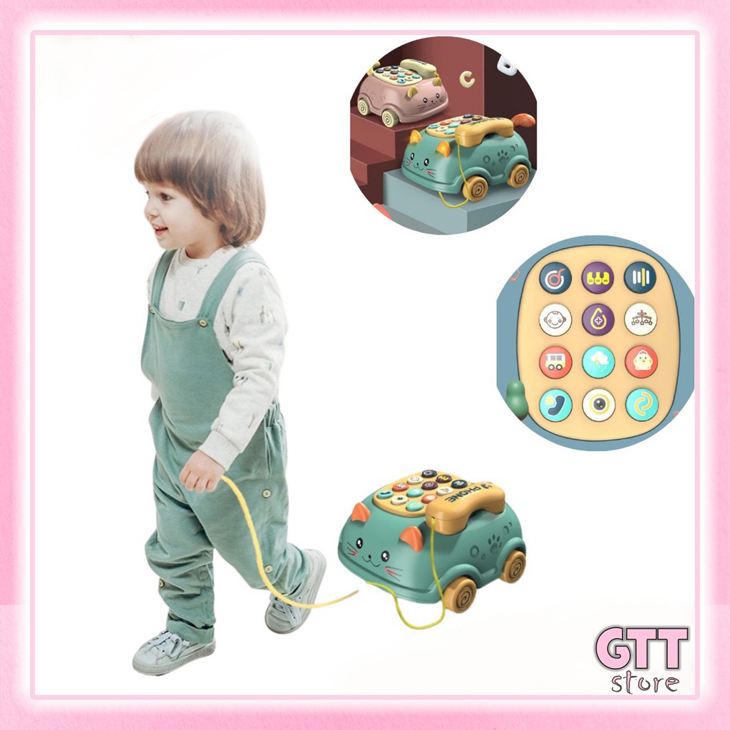 Đồ chơi điện thoại ô tô hình mèo có nhạc thông minh cho bé yêu thỏa sức khám phá với đa chức năng DC08C08