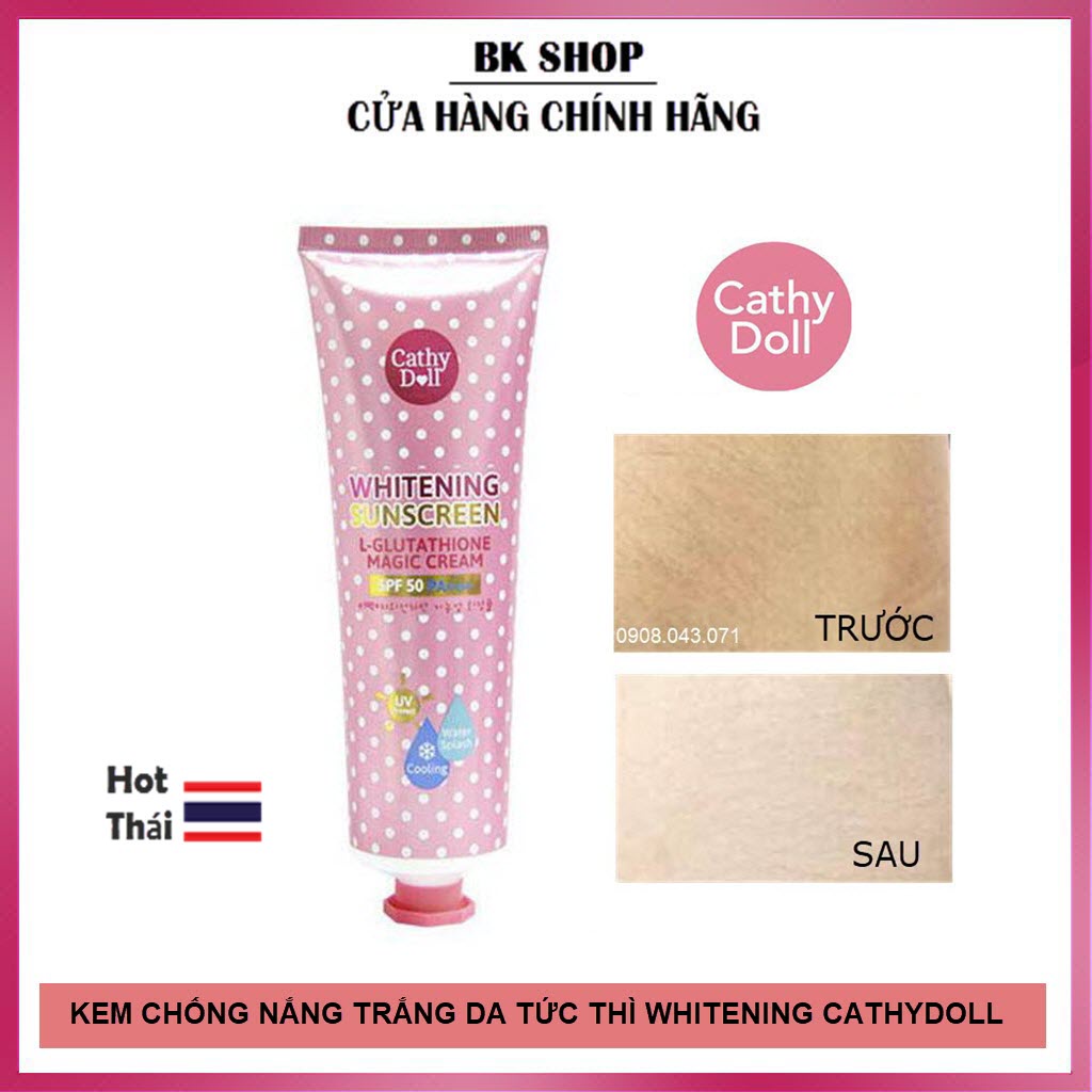 [Kèm Bill - Thái Lan] Kem chống nắng Nâng Tone cho Body CathyDoll L-Glutathione 138ml