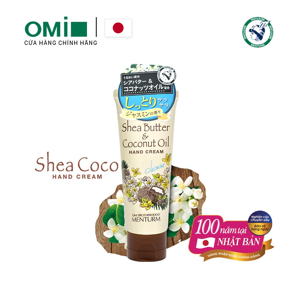 Kem dưỡng da tay OMI MENTURM SHEA BUTTER & COCONUT OIL HAND CREAM JASMINE dưỡng ẩm mềm mịn hương hoa lài 75g