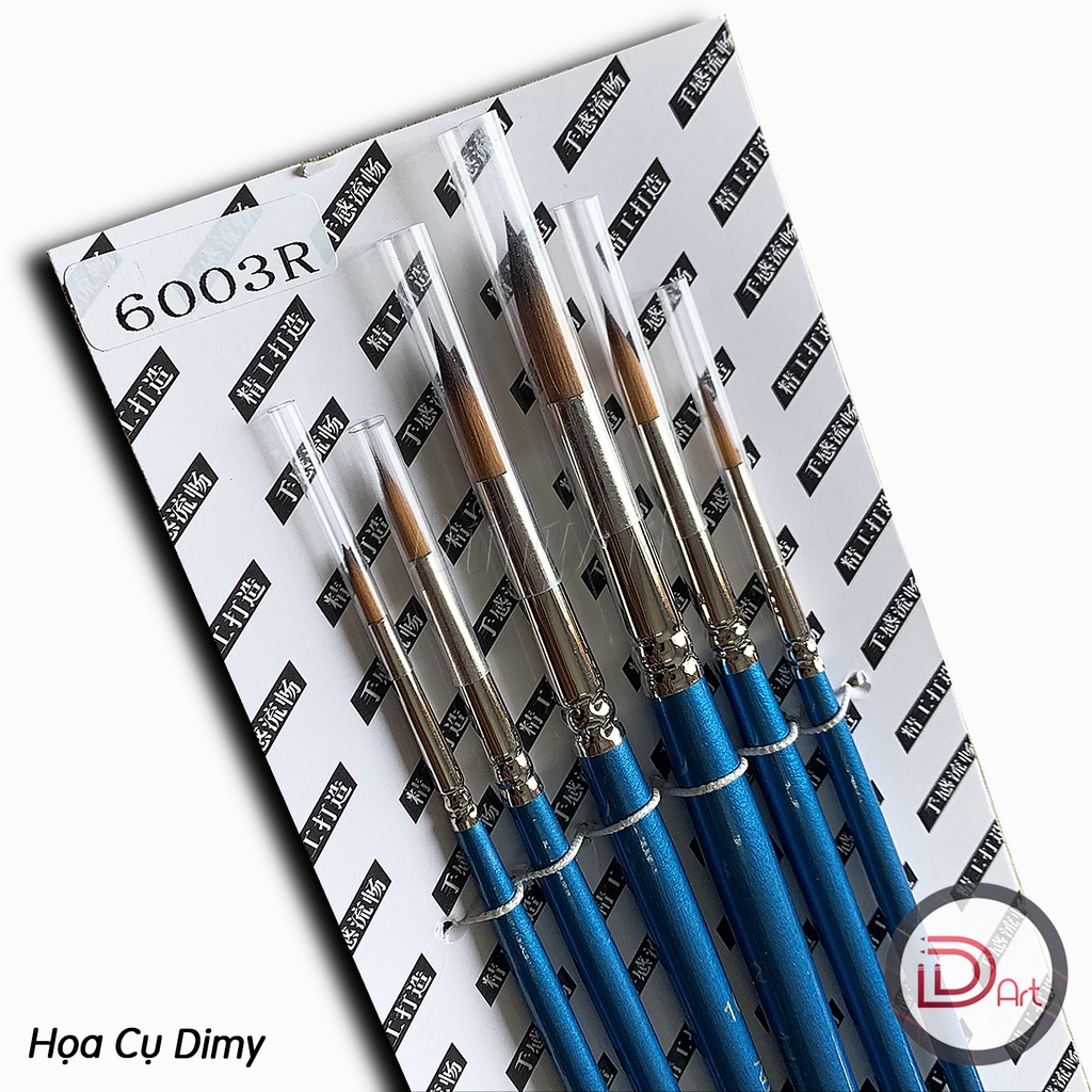 BỘ CỌ ĐẦU TRÒN 6 CÂY VẼ MÀU NƯỚC, GOUACHE, ACRYLIC, SƠN DẦU