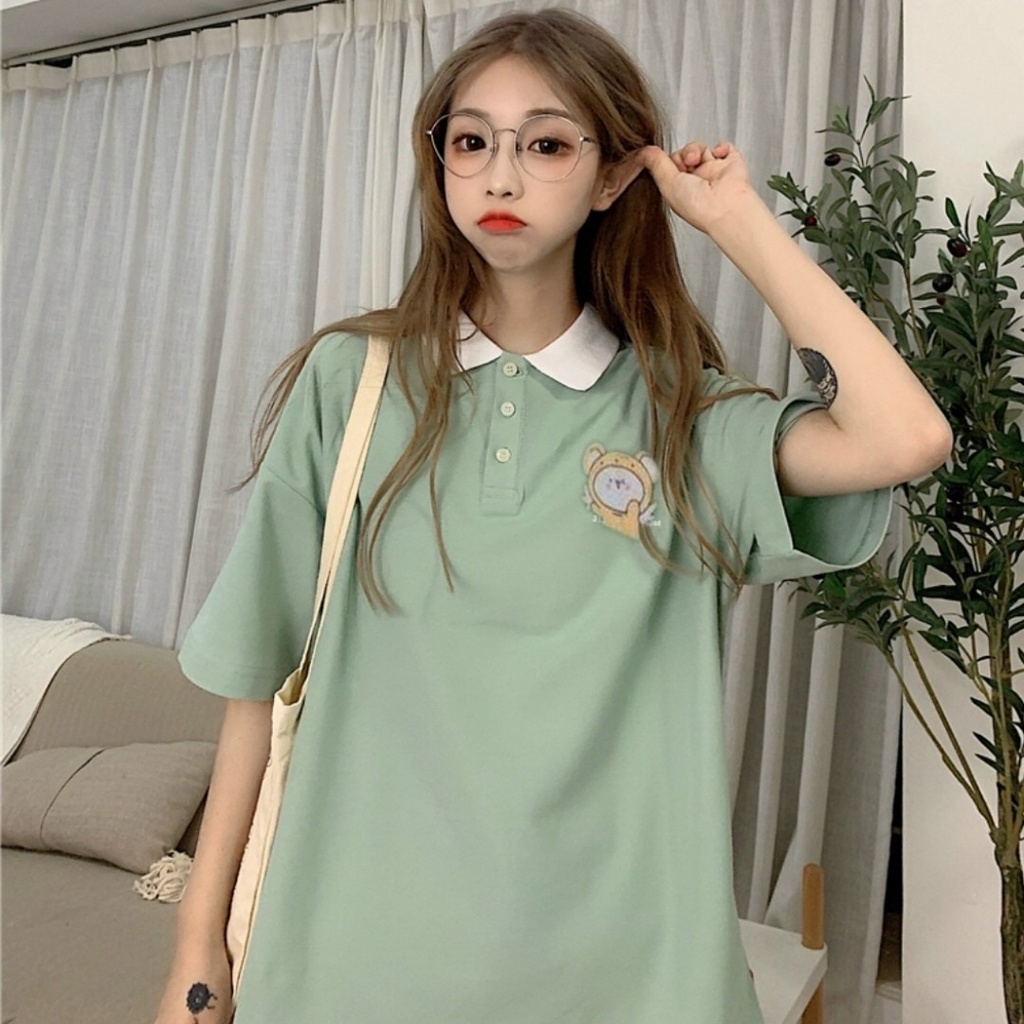 Áo Phông POLO Nữ Có Cổ Form Rộng In Cerberus  Siêu Dễ Thương Unisex Tay Lỡ Chất Thun CottonTTQ0025