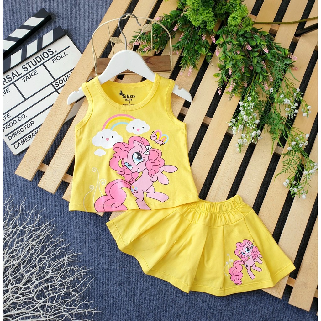Set váy áo sát nách in hình PONY siêu cute cho bé gái