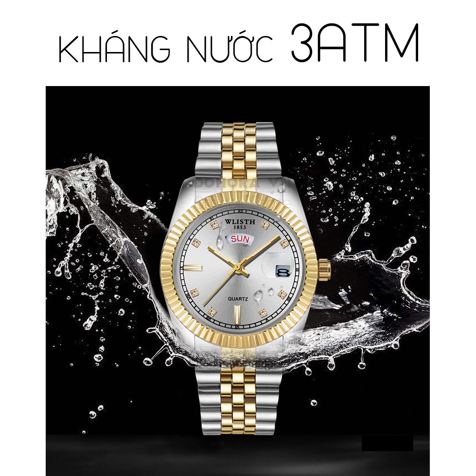 (Bảo hành 12 tháng) Đồng Hồ Nam Cao Cấp Wlisth R-33 Dây Thép Không Gỉ, Tráng Sapphiare, Kim Dạ Quang, Kháng Nước 3ATM | BigBuy360 - bigbuy360.vn