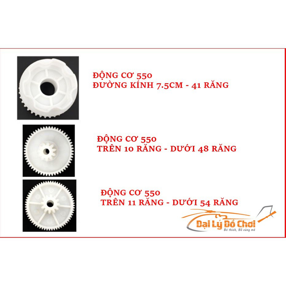 dochoi.vn Bộ bánh răng giành cho động cơ 550 động cơ xe điện chạy 6 - 12V Hàng mới 100%