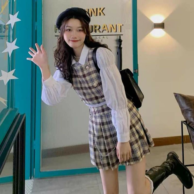 Set váy ullzang caro