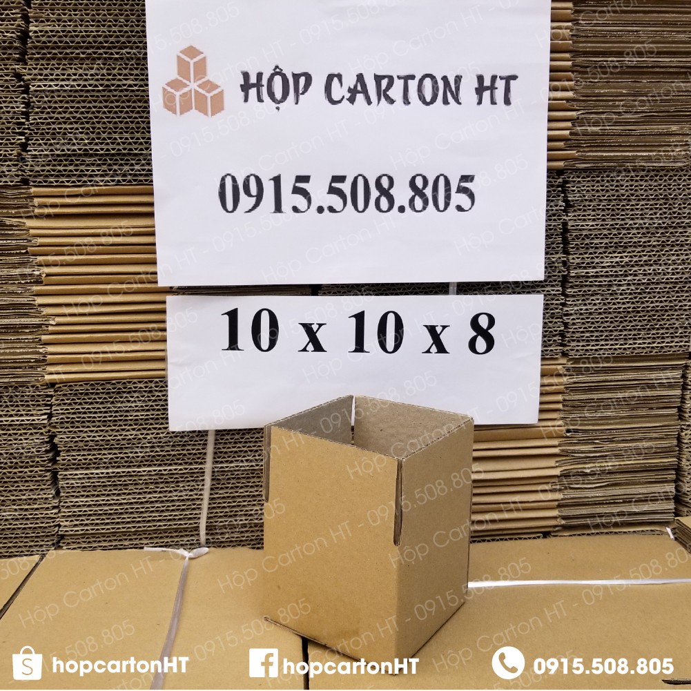 10x10x8 Combo 50 Hộp Carton Đóng Hàng Thùng Giấy Đóng Hàng COD 3 Lớp - Hộp Carton HT