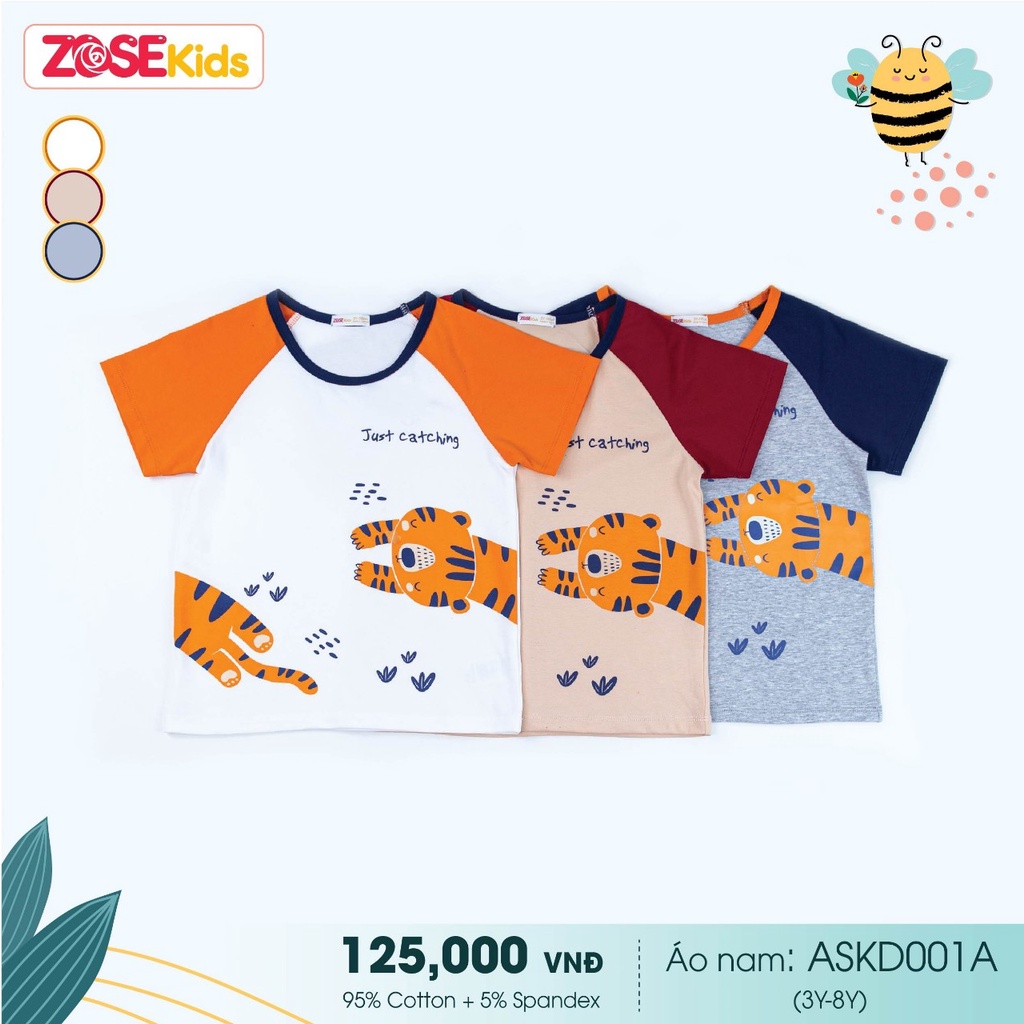 [CHÍNH HÃNG] Áo cộc tay bé trai raglan họa tiết hổ ASKD001AB Zose