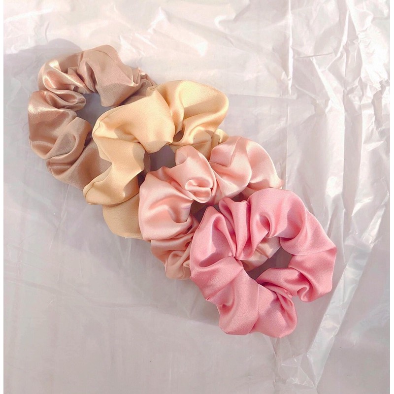 Scrunchie màu trơn chất lụa xịn mịn