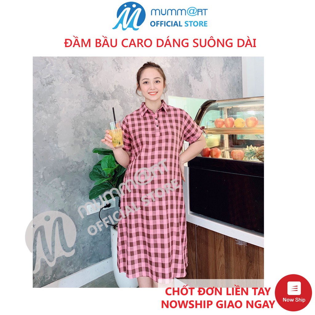 Đầm bầu dáng dài công sở, kiểu xòe hoặc dáng suông, họa tiết hoa văn, caro, đầm bầu đi tiệc - MUMMART