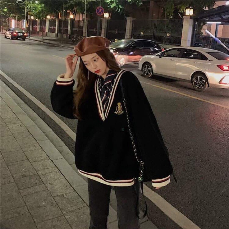 áo lông phối cổ sơ mi hotren⚡️FREESHIP EXTRA⚡️