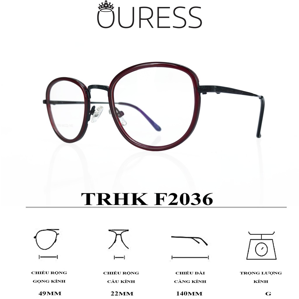 Gọng kính Ovan Hợp Kim Ouress F2036 Siêu Bền Dễ Thương