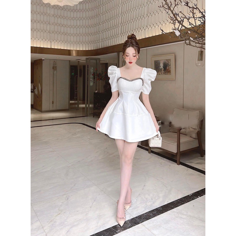 Đầm Dự Tiệc Cúp Ngực Tay Phồng Bigsize Quỳnh Anh