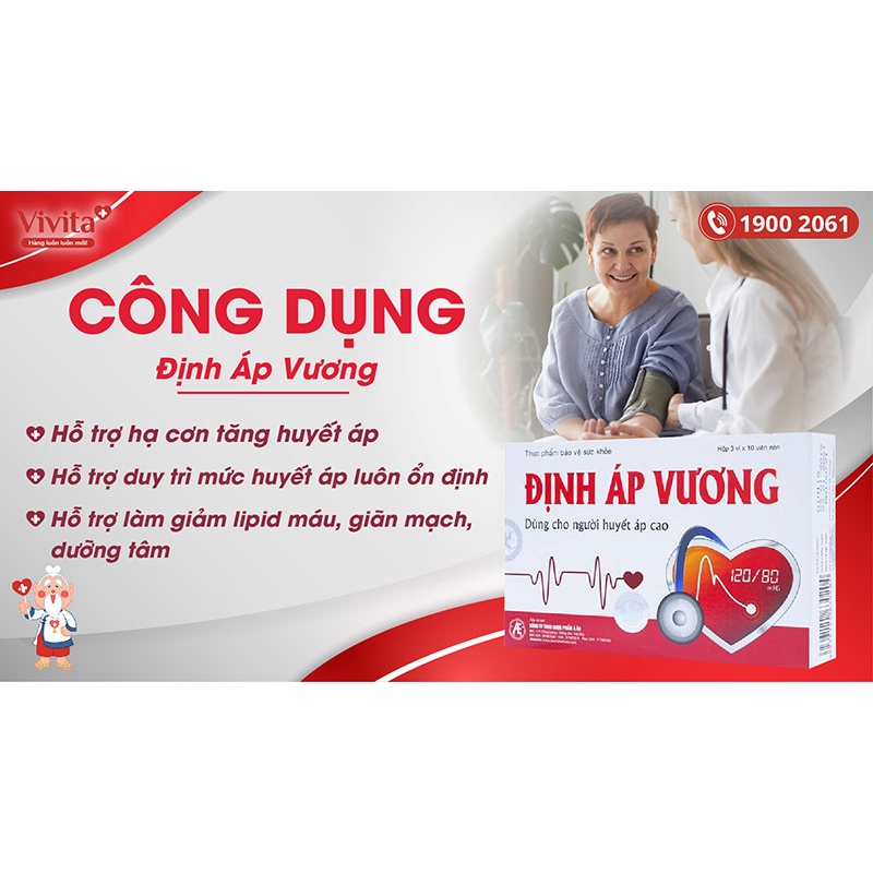 &lt;HỘP 30 VIÊN&gt; ĐỊNH ÁP VƯƠNG - HỖ TRỢ NGƯỜI CAO HUYẾT ÁP, NGỪA TĂNG HUYÊT ÁP, NGUY CƠ TAI BIẾN, MÁU CAO
